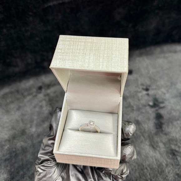 Zales Diamond Cushion Frame Engagement Ring in 10K Two-Tone Gold Size 6.5 - Picture 4 of 17